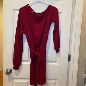 Red Sweater Dress Shein